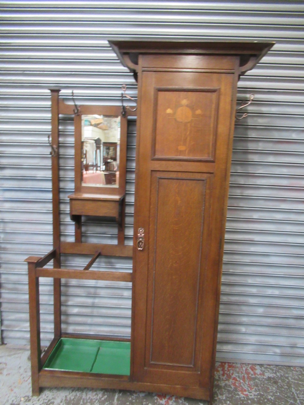 Arts and Crafts  oak hall stand /cupboard