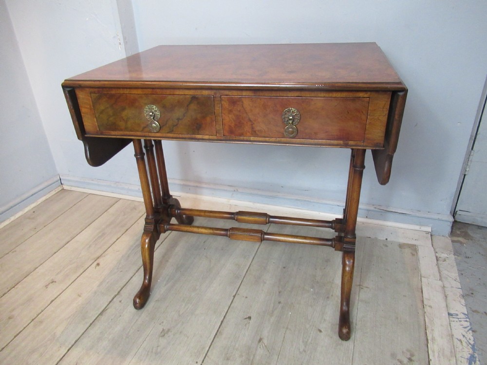 Burr Walnut  drop leaf sofa table View II