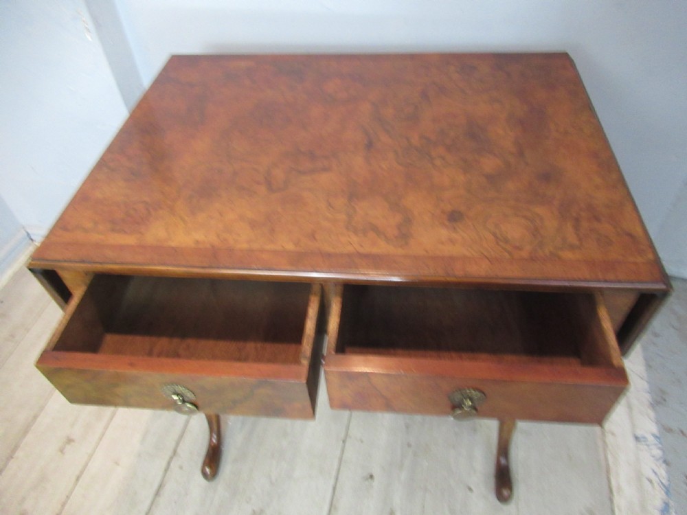 Burr Walnut  drop leaf sofa table View IX
