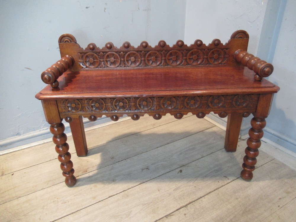 Victorian  period oak long stool or bench seat
