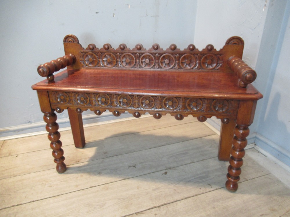 Victorian  period oak long stool or bench seat View II