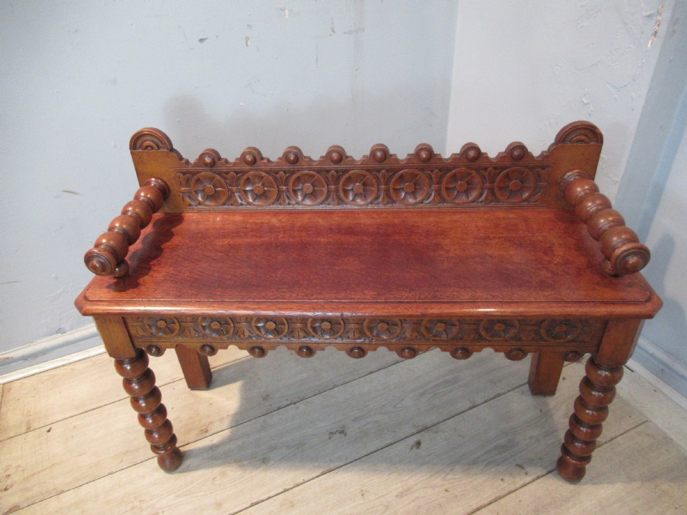 Victorian  period oak long stool or bench seat View III