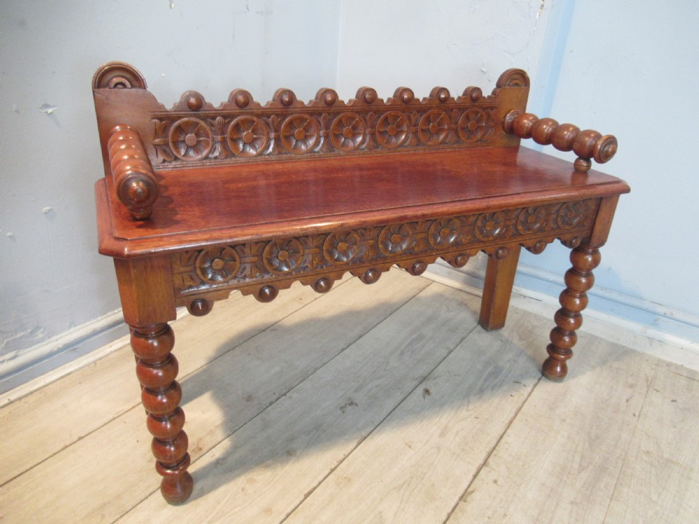 Victorian  period oak long stool or bench seat View IV