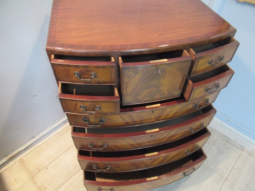 Georgian style mahogany  nine drawer bow front chest View III