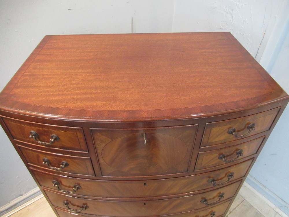 Georgian style mahogany  nine drawer bow front chest View X