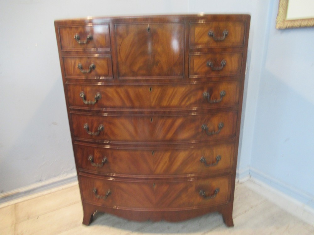 Georgian style mahogany  nine drawer bow front chest View XI
