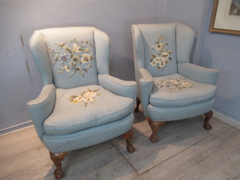 Pair of country house wing arm chairs View II