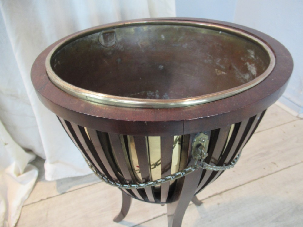 Edwardian period mahogany and brass plant stand View VII