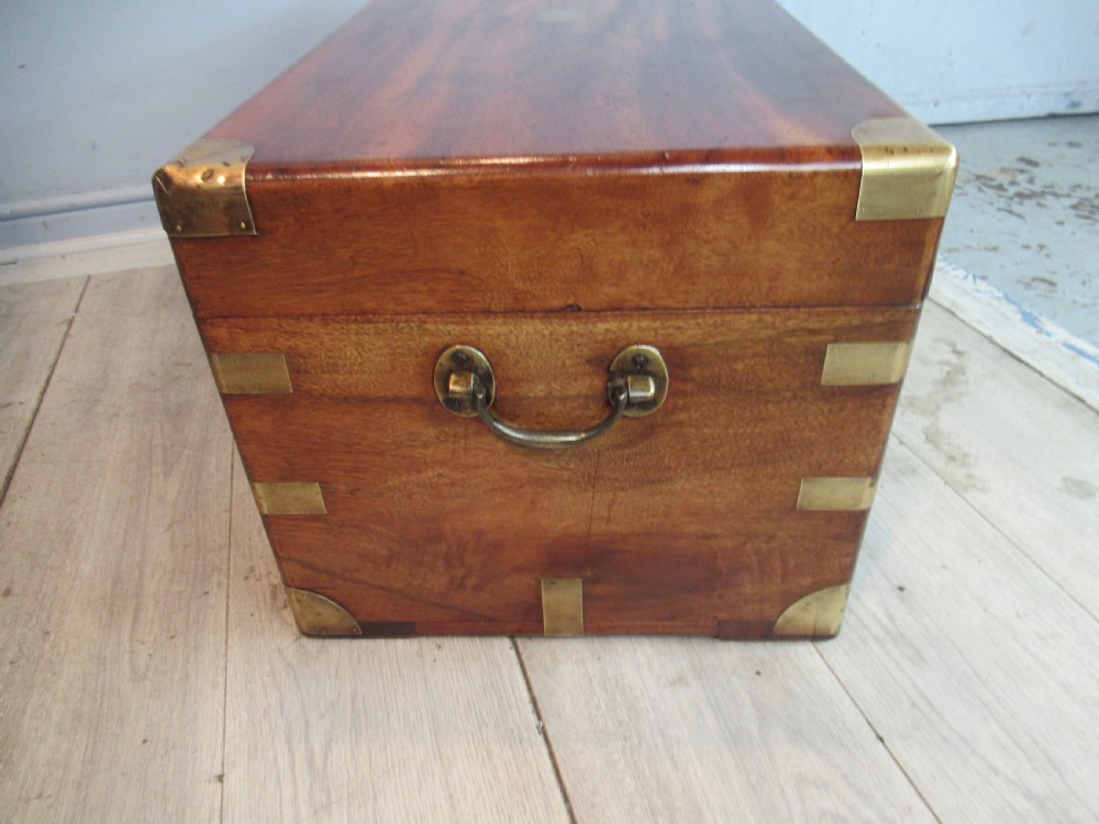 Victorian brass bound camphor  wood box View II