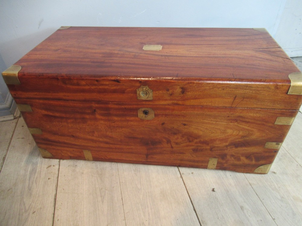 Victorian brass bound camphor  wood box View X
