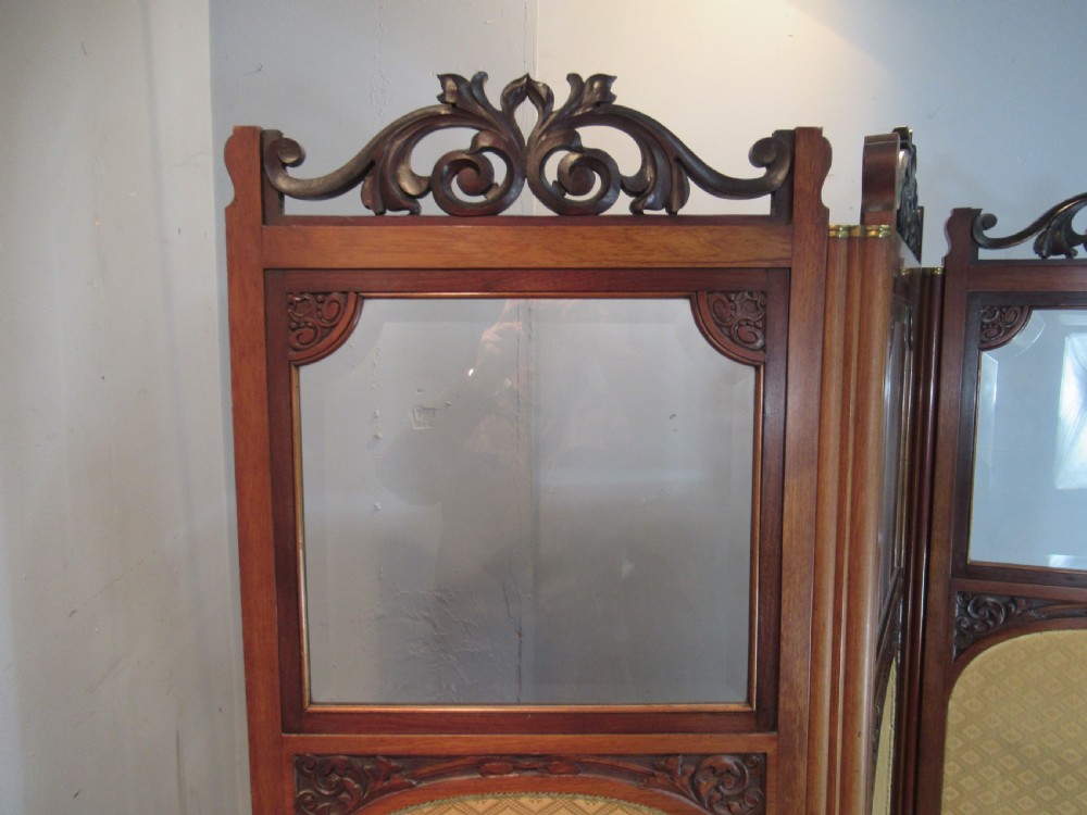 Late Victorian  mahogany three fold screen View IV