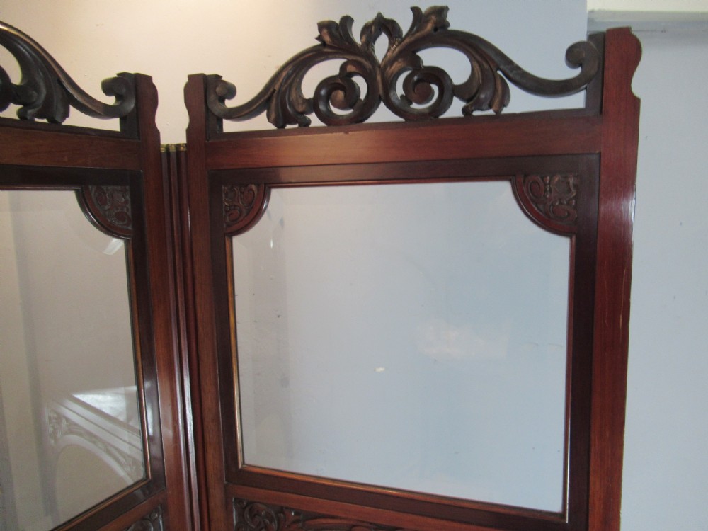 Late Victorian  mahogany three fold screen View V
