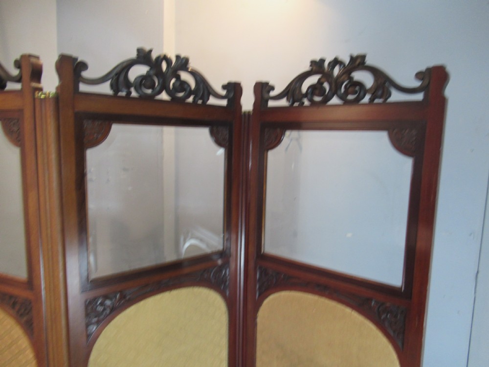 Late Victorian  mahogany three fold screen View VI