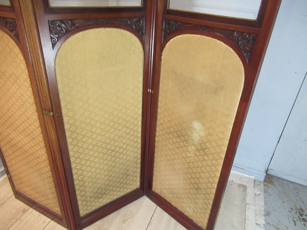 Late Victorian  mahogany three fold screen View VII