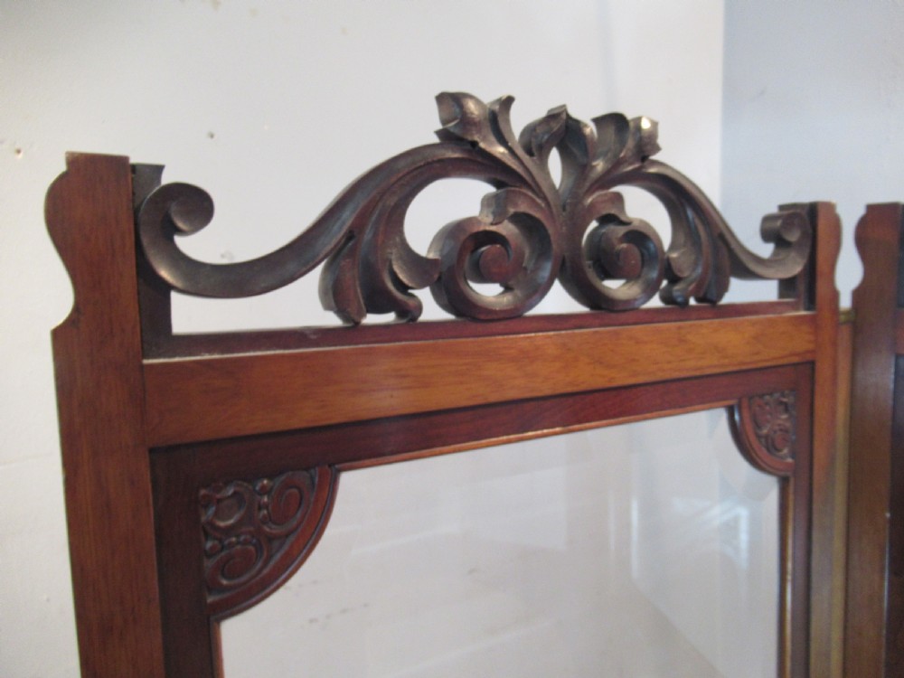 Late Victorian  mahogany three fold screen View IX