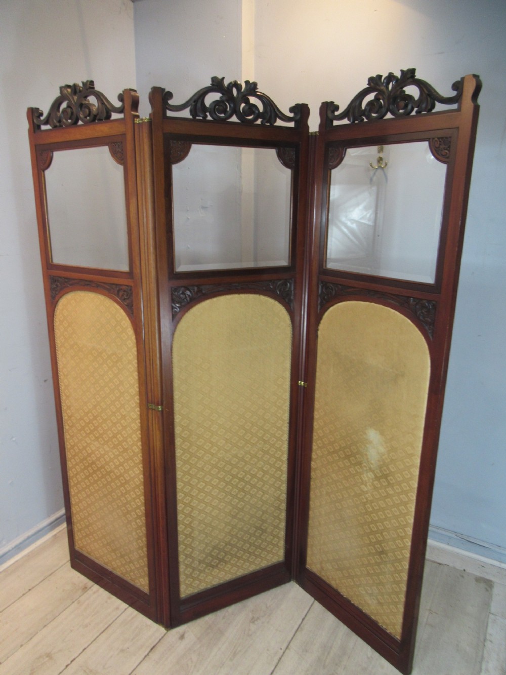 Late Victorian  mahogany three fold screen