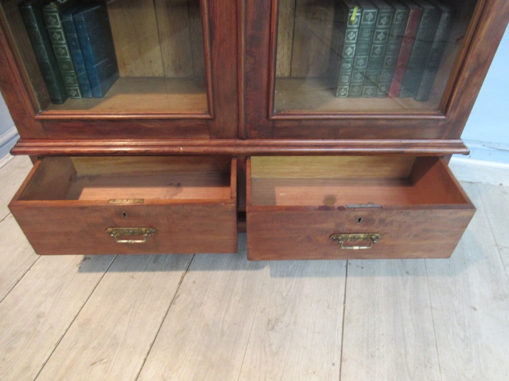 Victorian mahogany   two door glazed bookcase View IV