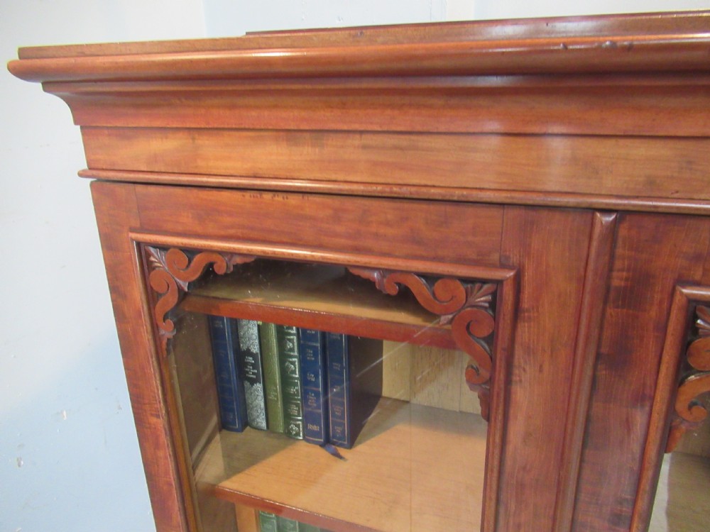 Victorian mahogany   two door glazed bookcase View VIII