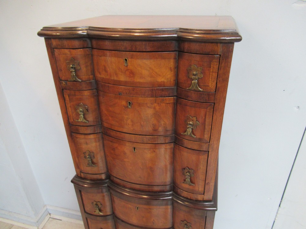 Small size burr walnut tallboy chest View V