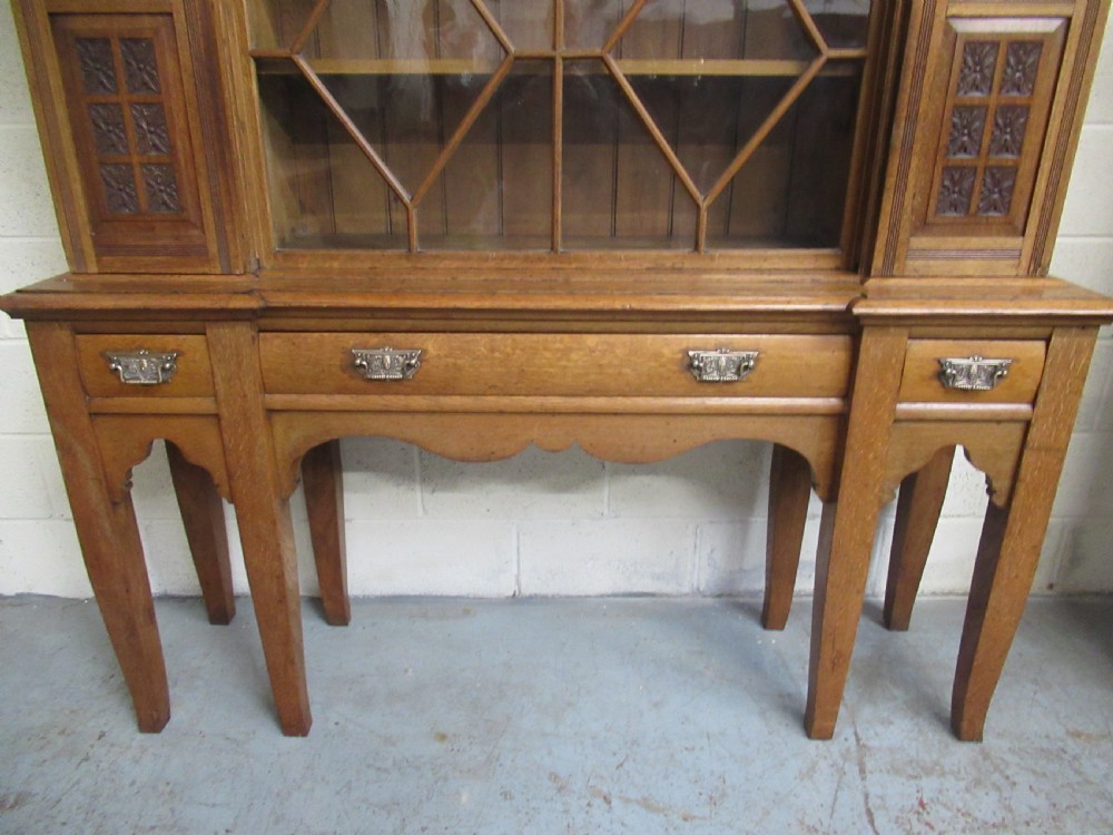 Unusual  large oak late Victorian  bookcase View III