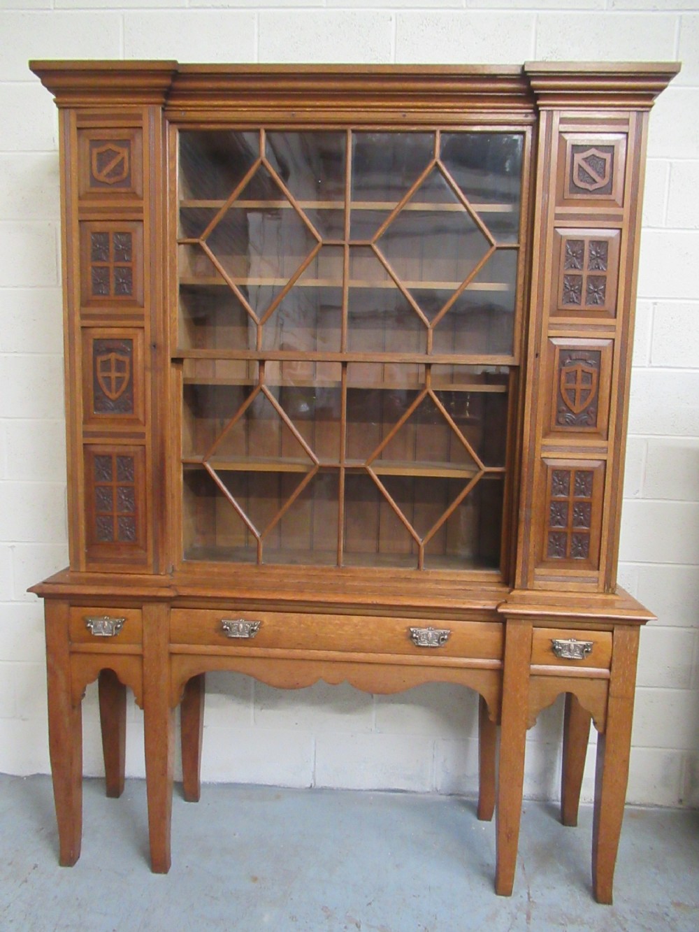 Unusual  large oak late Victorian  bookcase