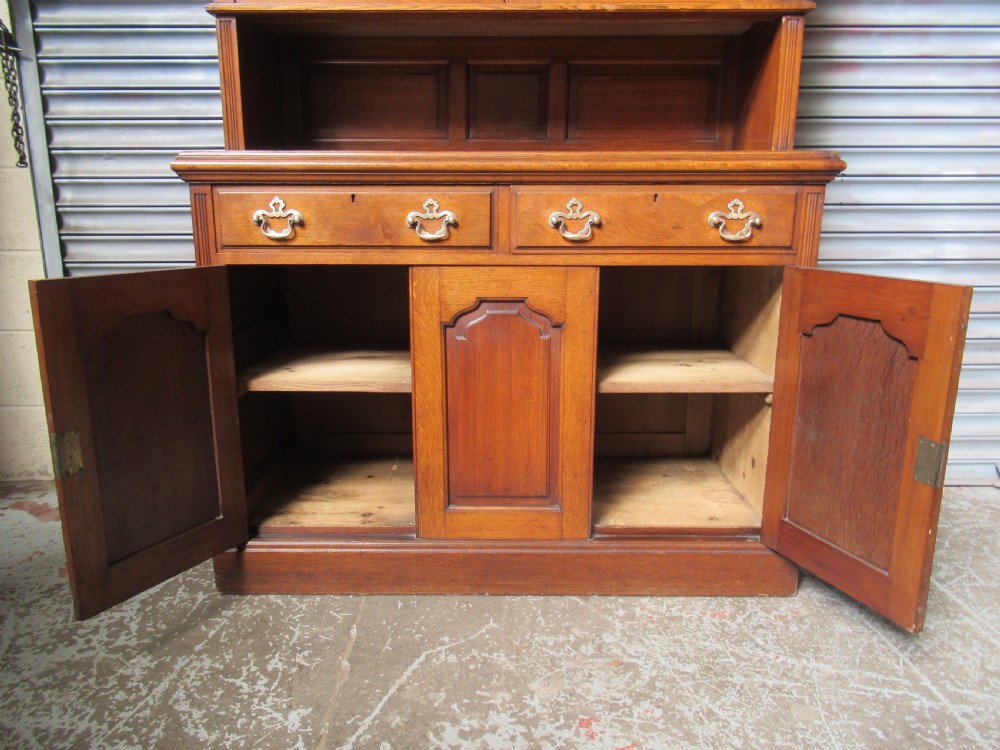 Late Victorian oak cupboard bookcase View IV