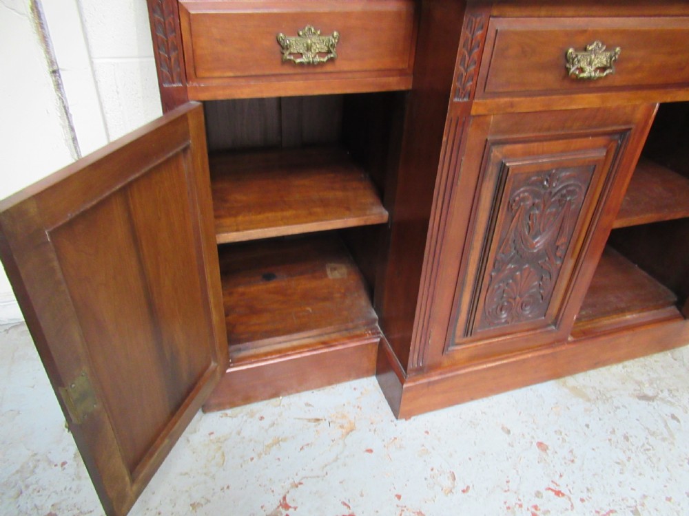 Late Victorian walnut break front bookcase View XII