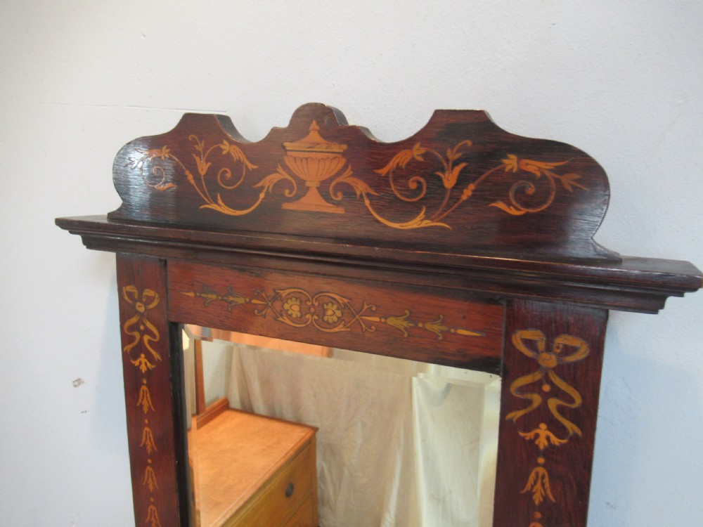 Victorian rosewood  inlaid wall mirror View II