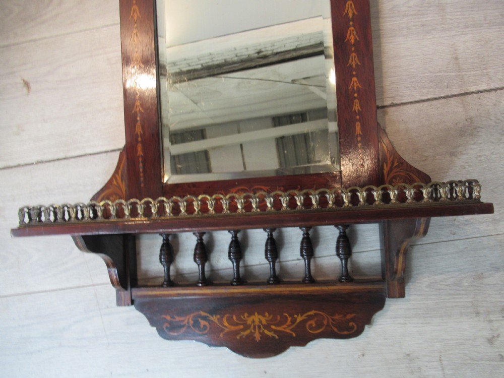 Victorian rosewood  inlaid wall mirror View IX