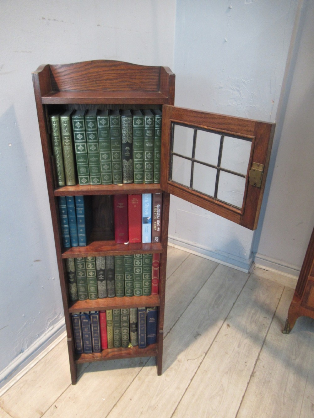 small size oak open bookcase 