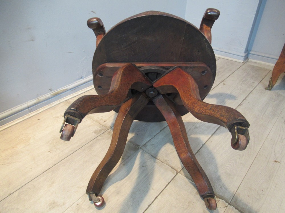 Victorian oak swivel desk arm chair View IX