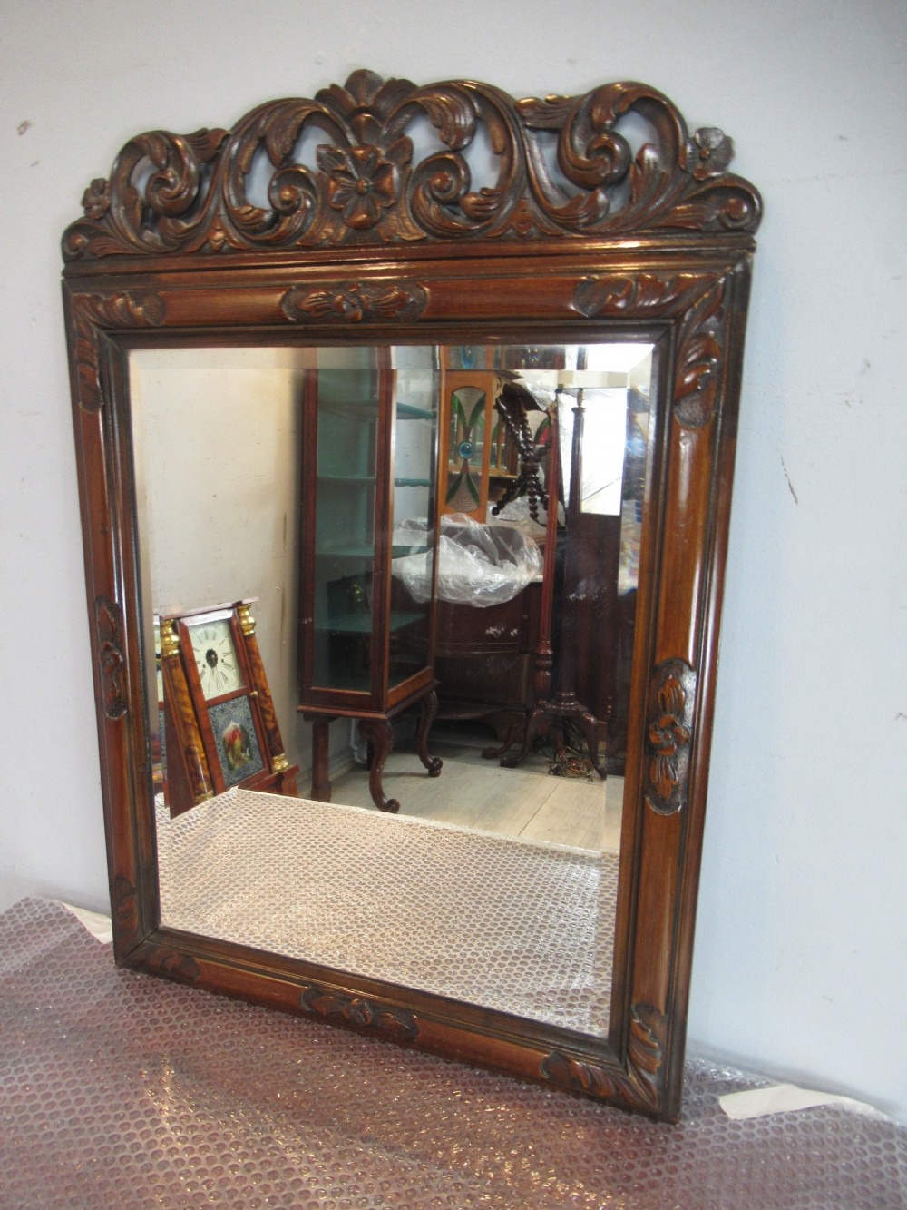 Carved Walnut  framed wall mirror