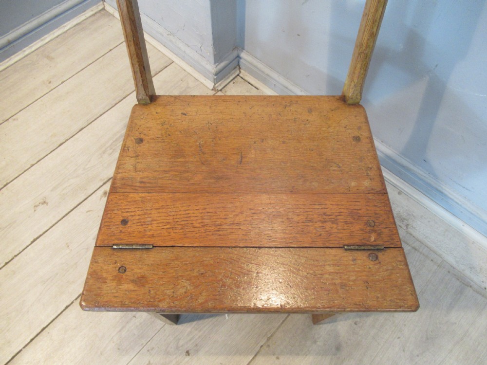 Late Victorian oak  folding chair to library steps View VII