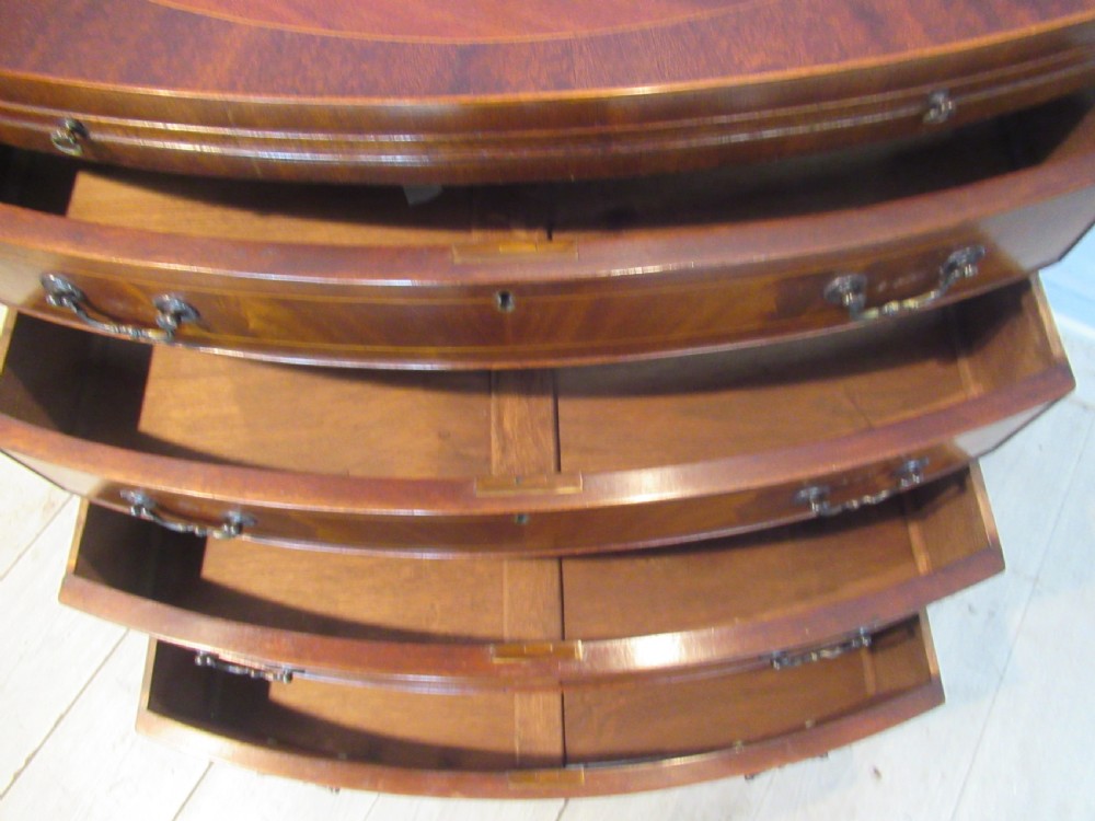 Georgian style mahogany bow front chest of drawers View VI