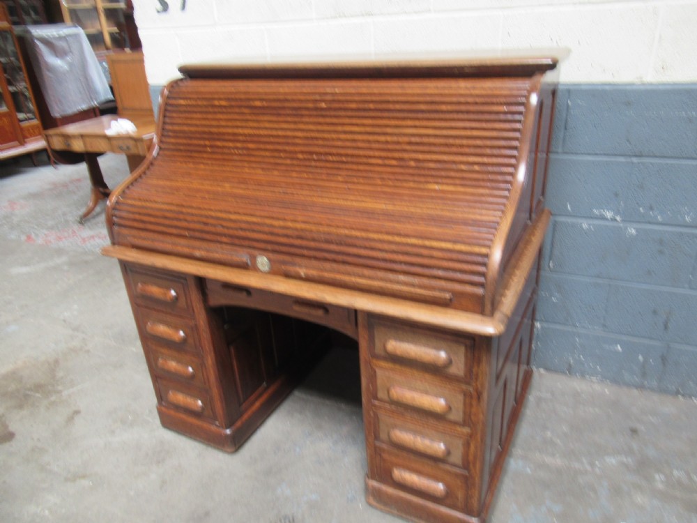 Oak Roll Top desk View V