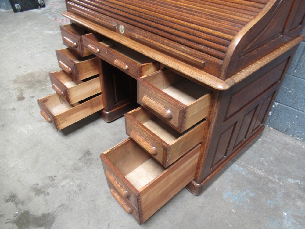 Oak Roll Top desk View X