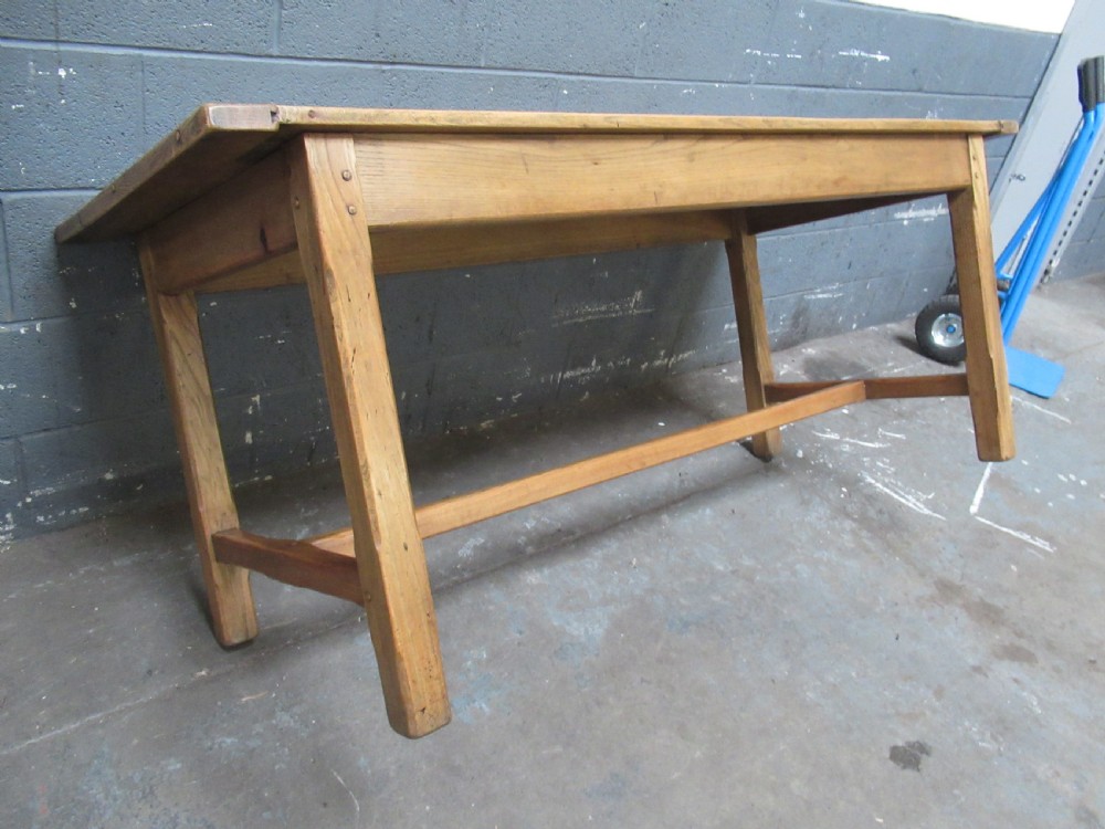 Antique  19th century ash wood farmhouse dining table View V