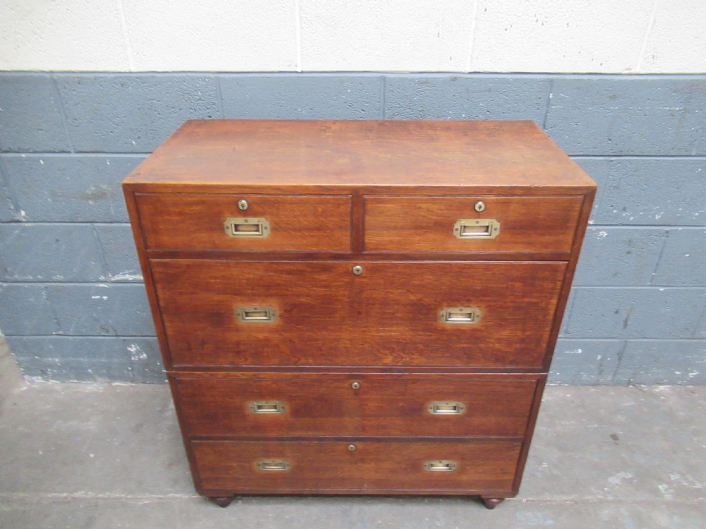 19th century oak military  campaign chest of drawers View II