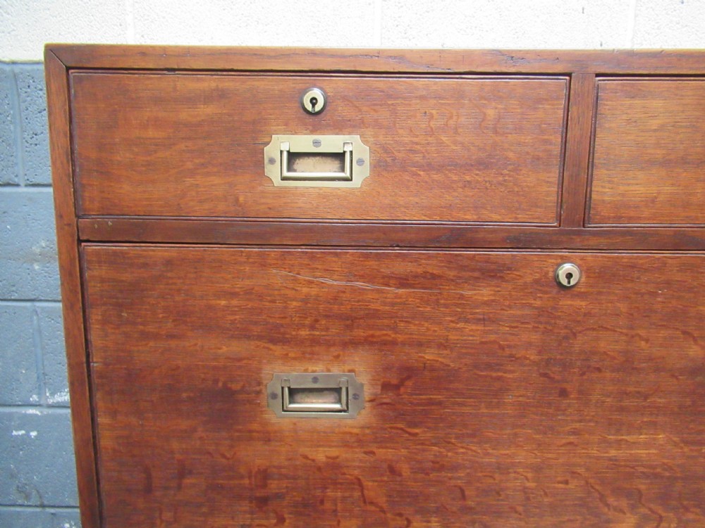 19th century oak military  campaign chest of drawers View XI