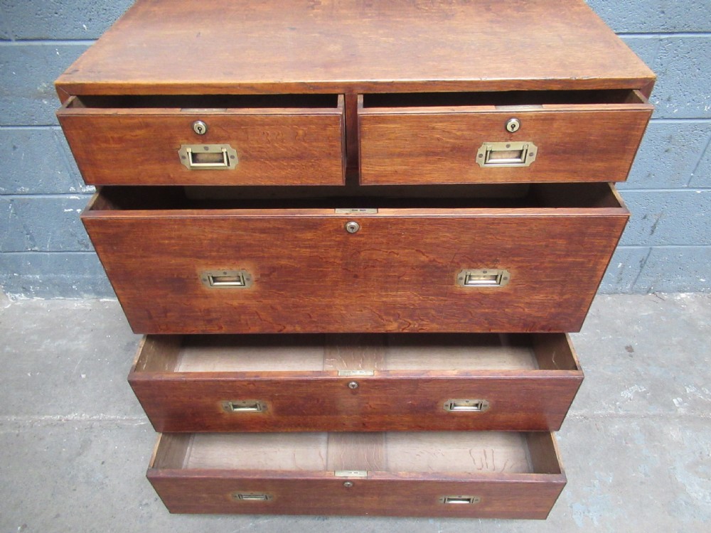 19th century oak military  campaign chest of drawers View XII