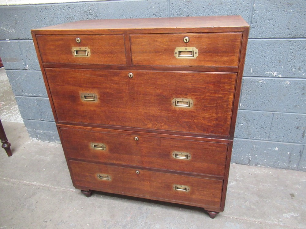 19th century oak military  campaign chest of drawers View XV