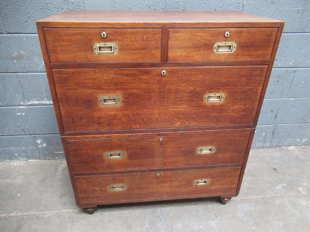 19th century oak military  campaign chest of drawers View XVI