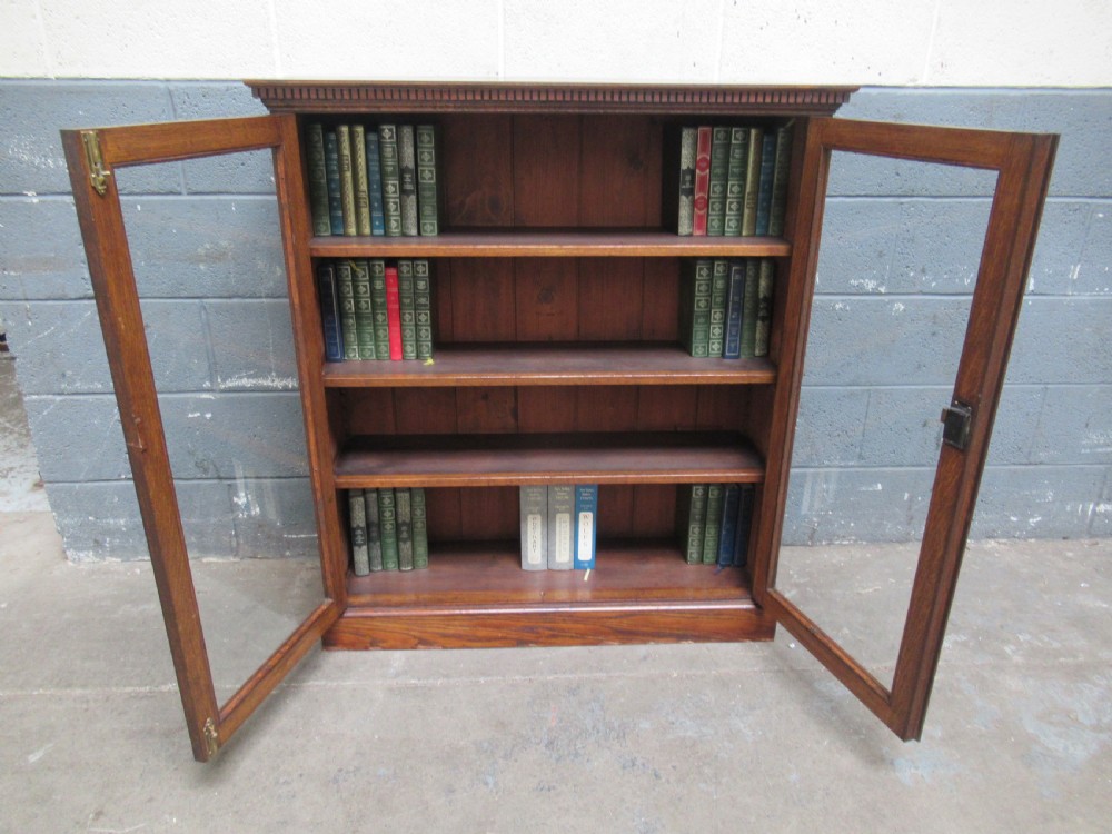 Oak two door bookcase