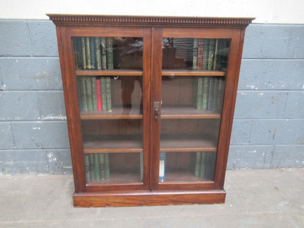 Oak two door bookcase View III