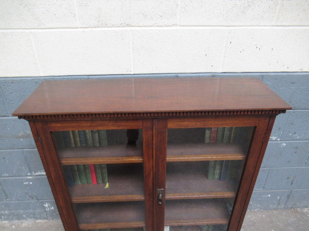 Oak two door bookcase View IV