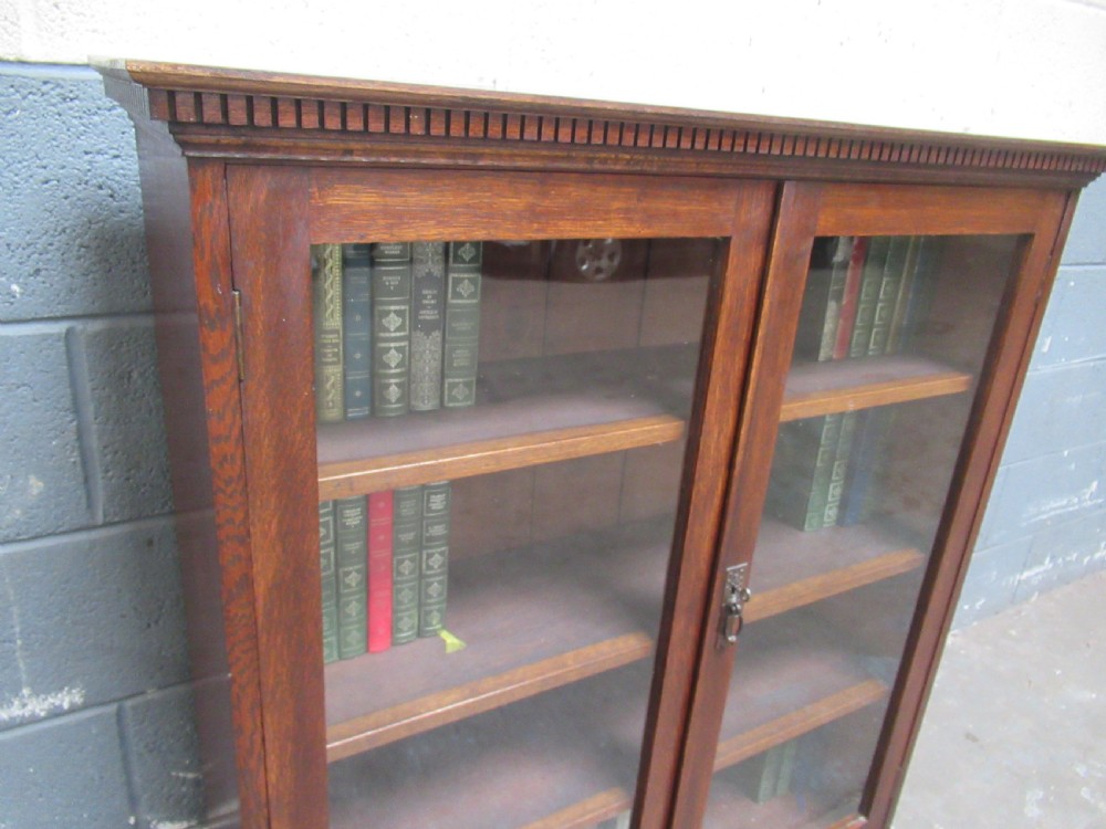 Oak two door bookcase View IX