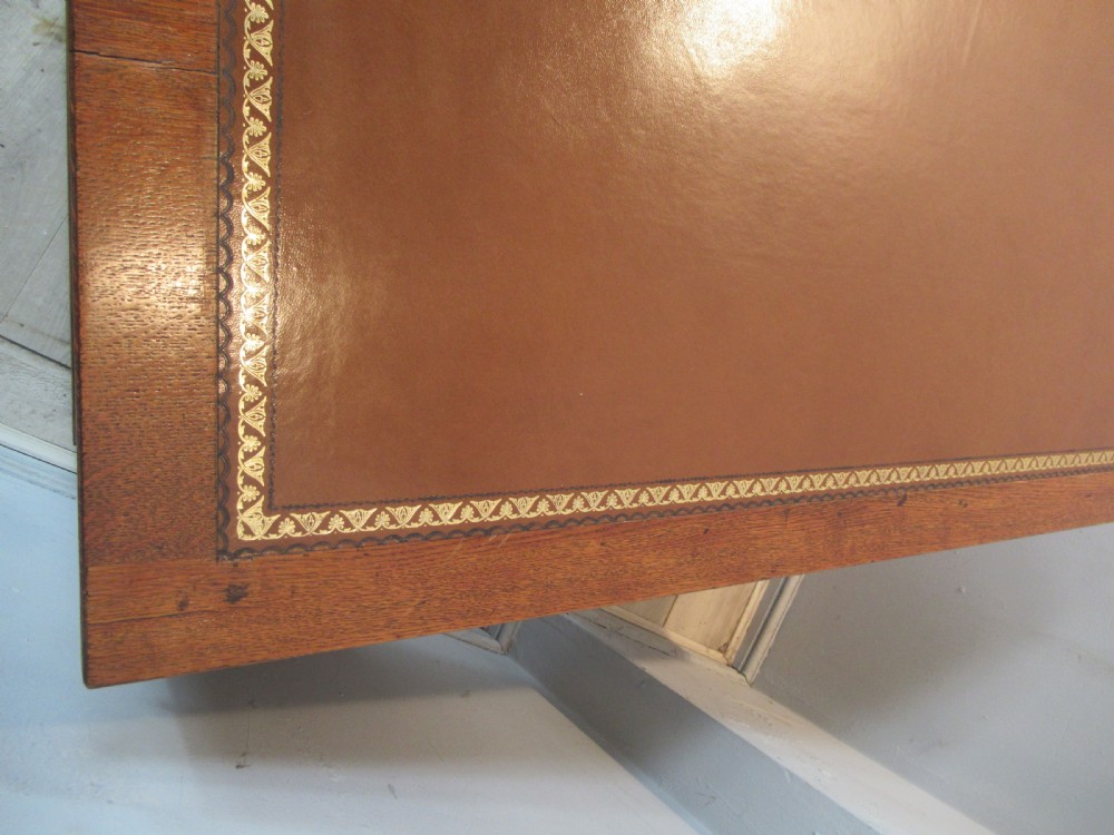 Edwardian period oak knee hole desk by Maple &co London View VIII