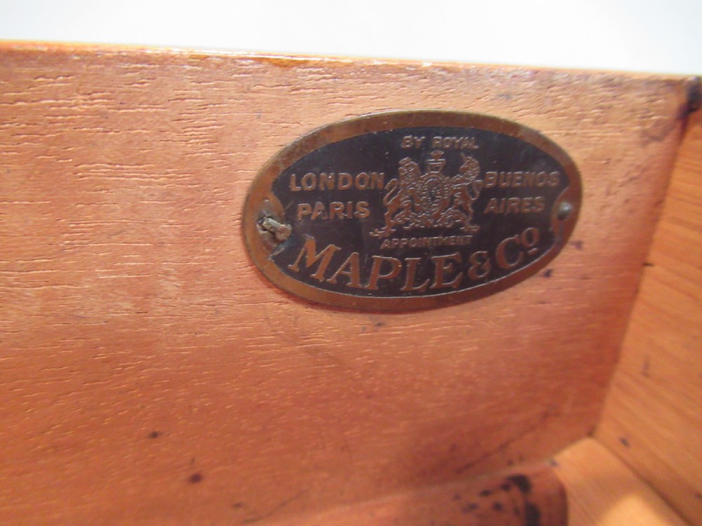 Edwardian period oak knee hole desk by Maple &co London View XI