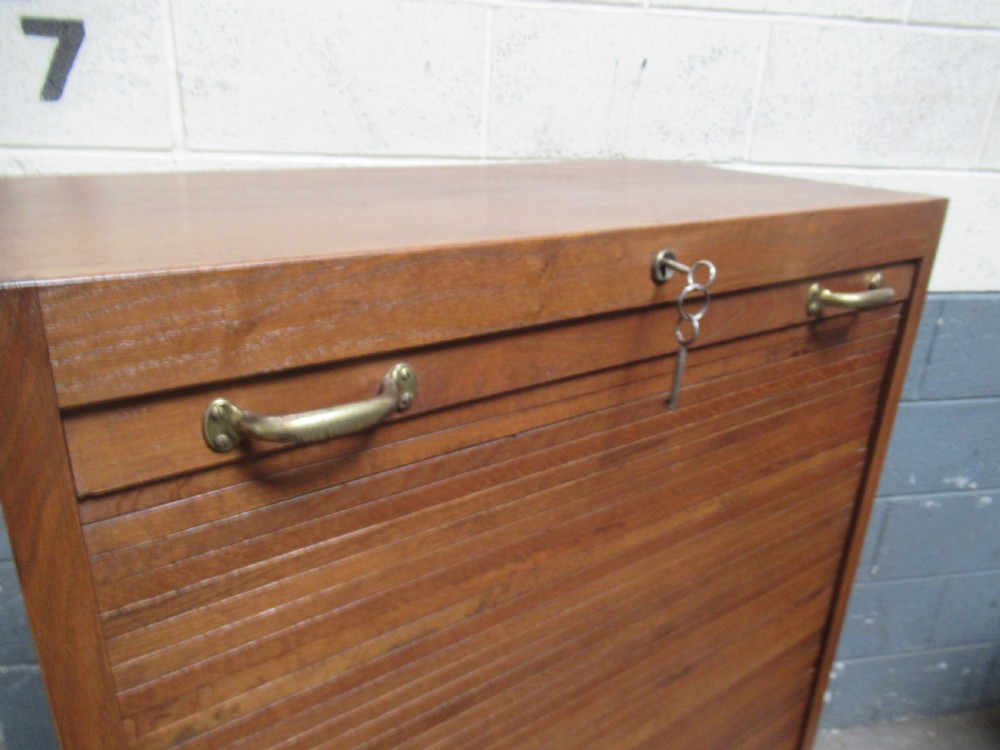oak tambour front file cabinet View IV