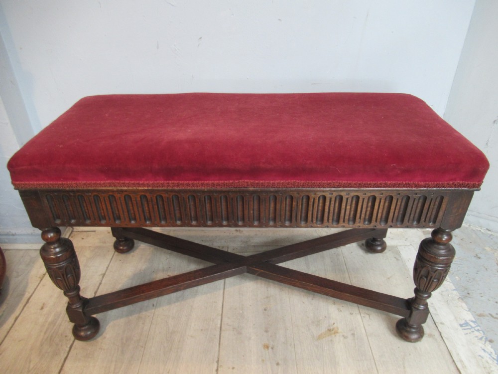 Oak 1920s   piano or dressing stool, with lid storage View II